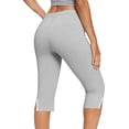 thumbnail image 6 of Hurxie Women's Capris Pull-On Stretch Straight Leg Elastic Waist Cropped Dress Pants with Pockets for Golf Yoga Office Work Gray,2XL, 6 of 7