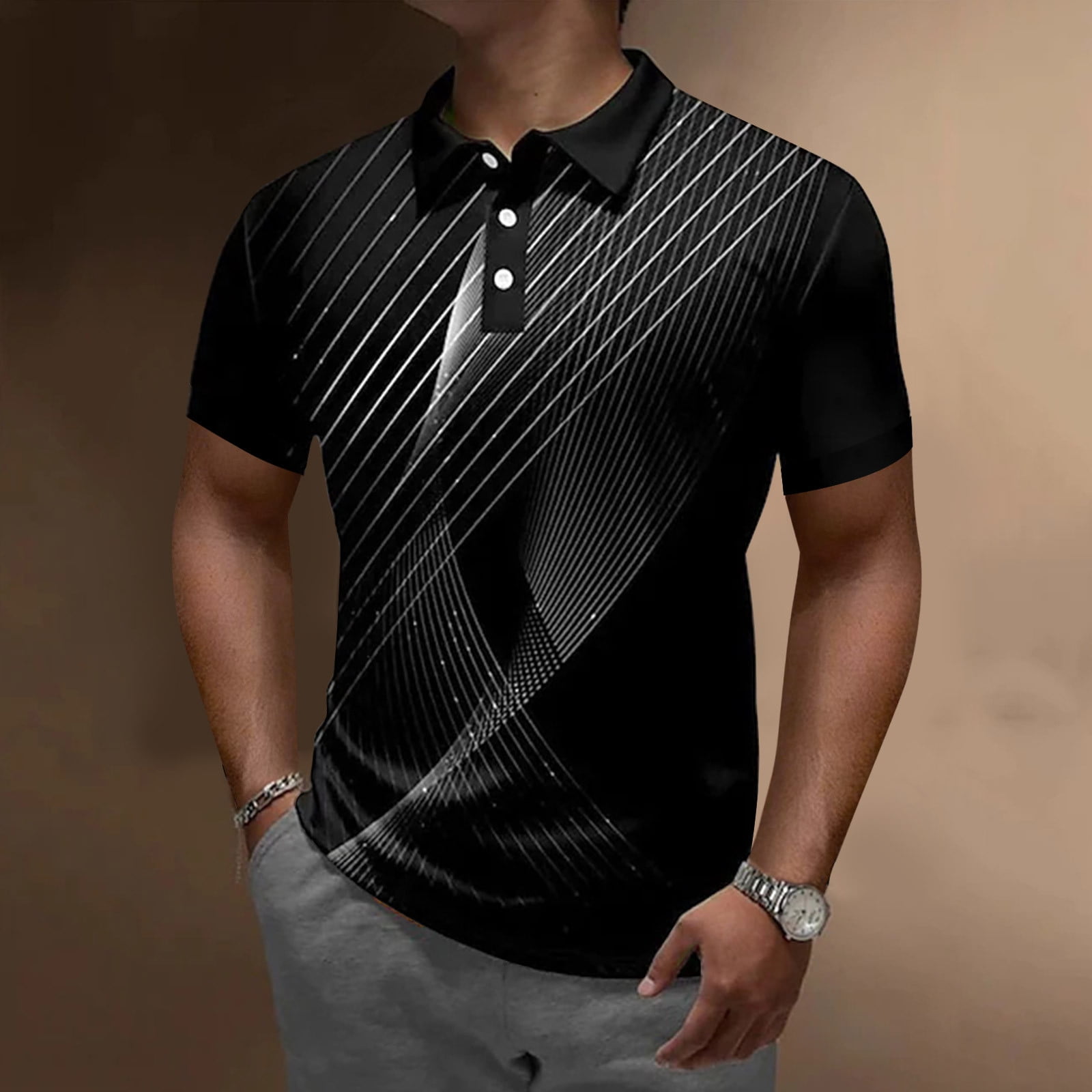 PEASKJP Men s V Neck Polo Shirts Cotton Classic Long Sleeve Thermal Button Shirt with Pocket Grey XXL