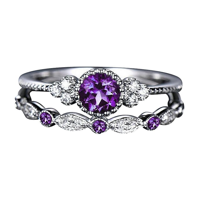 Anillo HUOGUO Fashion Diamond Couple, juego de 2 piezas, tamaños 5 a 10