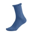 thumbnail image 2 of dazeni Girls Kids Ruffle Socks Size 1-12 T Uniform School Dress Frilly Soft Breathbale Crew Socks Blue 6-8Years, 2 of 5