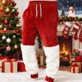 thumbnail image 4 of Men’s Plush Fleece Jogger Pants with Drawstring Waist and Faux Fur Patchwork Casual Relaxed Fit Sweatpants/Soft Trousers, 4 of 4