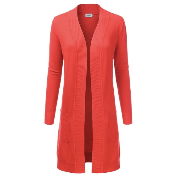 Doublju Women's Lightweight Long Sleeve Open Front Long Cardigan Sweaters