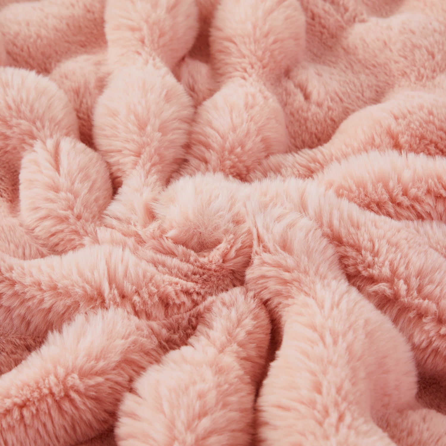 URBONUR Blush Pink Bubble Throw Blankets for Couch Chair Bed, Luxury Faux Fur Fluffy Throw Blanket,Warm Soft Thick Fuzzy Throw Blanket for Women Men 51×63 Inches
