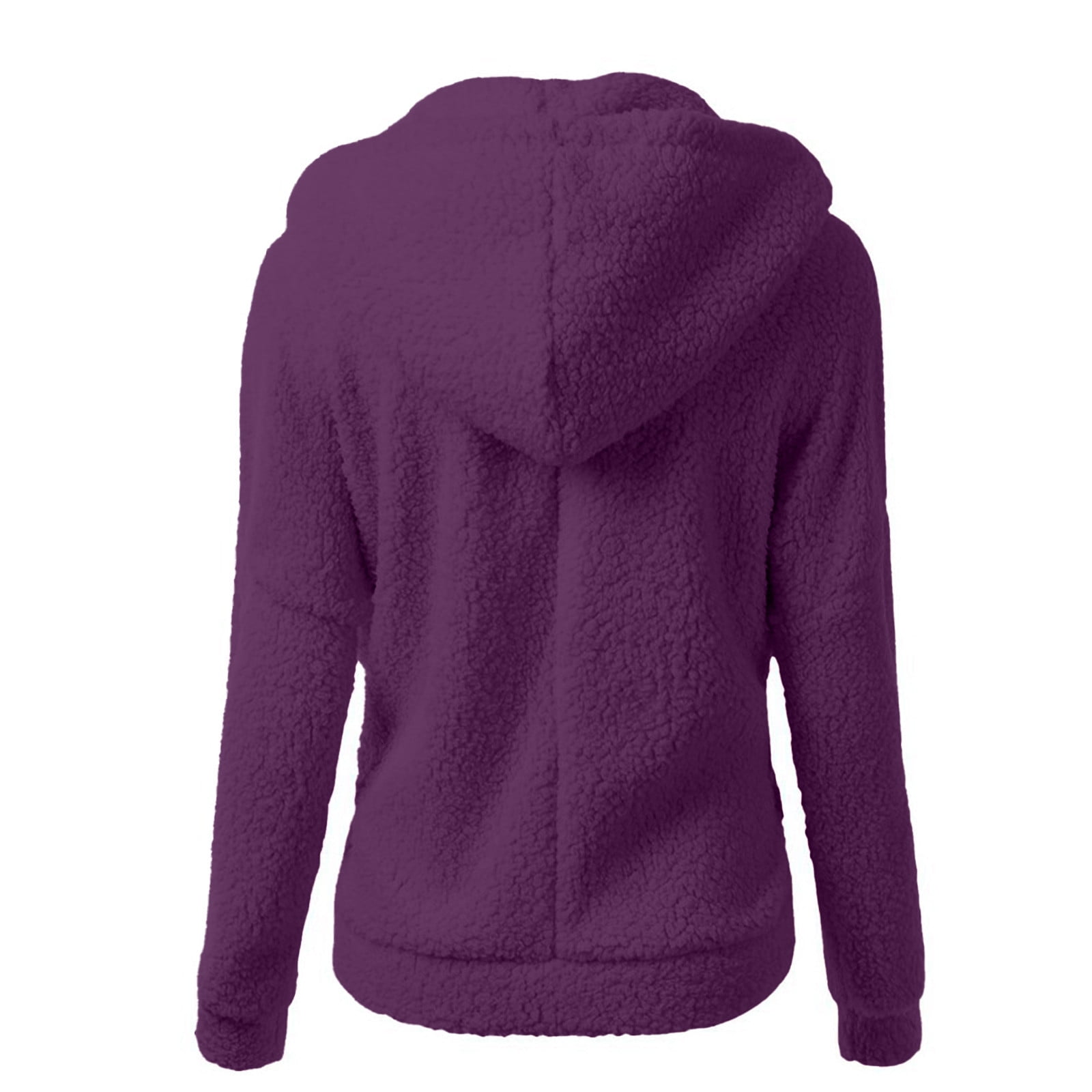 TIMIFIS Womens Fuzzy Fleece Jacket Zip Up Oversized Winter Warm Sweatshirt Hoodies Coat Long Sleeve Zip Up Shacket Jacket 2023 Fashion Purple Fall Winter Clearance Walmart