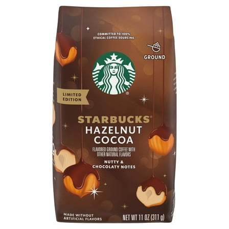 Starbucks Hazelnut Cocoa Flavored 100% Arabica Ground Coffee, Medium Roast, Naturally Flavored, Limited Edition, 11 oz