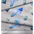 thumbnail image 3 of Soimoi Grey Silk Fabric Shells Ocean Print Sewing Fabric Yard 42 Inch Wide, 3 of 3