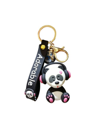Cute Panda Key Chain Metal Men Women Key Holder Simple Car Key Bag  Accessories