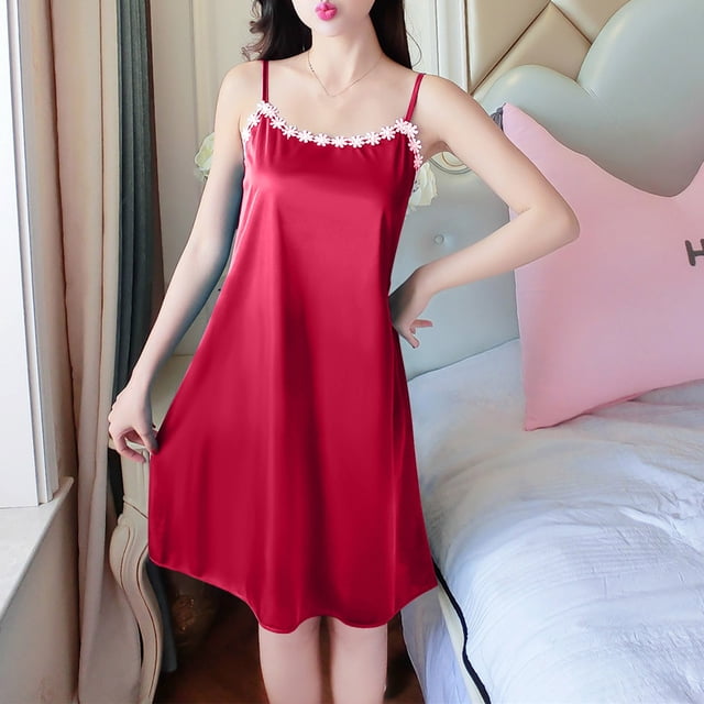 Ovzne Robes d'Été pour Femmes Robe Mode Femmes Été Col en V Décontractée Unie Sans Manches Chemises de Nuit Robe Grande Taille Liquidation