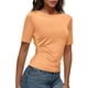 thumbnail image 2 of Sudaderas con capucha bonitas,Camisa de lino con cuello en V para mujer, manga corta, corte holgado, color liso, para uso diario y en casa, sopatenor, 2 of 9