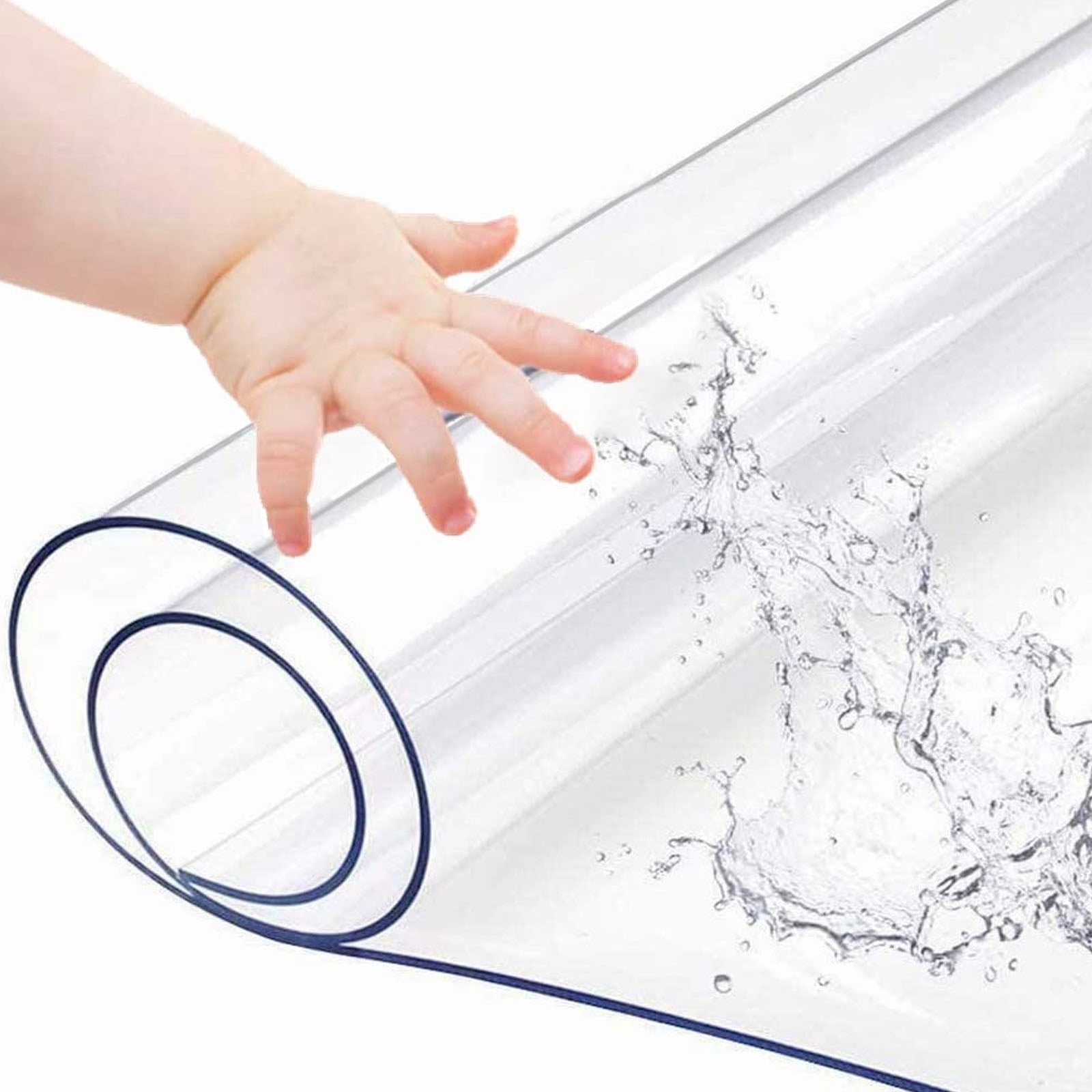 Petoto 79 x 40 inch PVC Clear Table Protector, 2mm Thick Transparent Tablecloth Waterproof Oil Proof Kitchen Dining Table Cloth