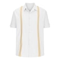 thumbnail image 1 of Birdeem Mens Fashion Casual Color Contrast Turn-Down Collar Button Short Sleeve Blouse Tops Shirt, 1 of 4