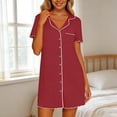 thumbnail image 2 of Byworldtasic Nightgowns for Women Button Down Sleep Shirt Short Sleeve NightShirts Boyfriend Sleepdress Soft Pajama Dress, 2 of 7