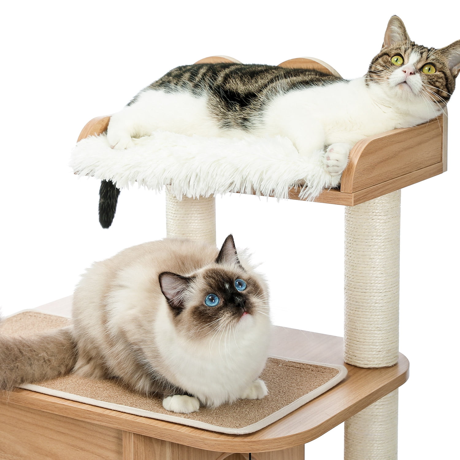 Pefilos 51" Cat Tower for Large Cats Modern Wooden Cat Tree Multi-Level Cat Tree Tower Cat Sky Castle with Cozy Cat Condos, Beige Pefilos 51" Cat Tower for Large Cats Modern Wooden Cat Tree Multi-Level Cat Tree Tower Cat Sky Castle with Cozy Cat Condos, Beige