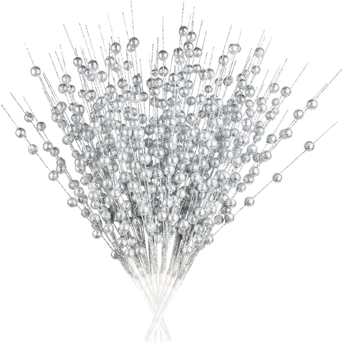 QWZNDZGR 10 Pack Christmas Glitter Berries Stems, 15Inch Artificial