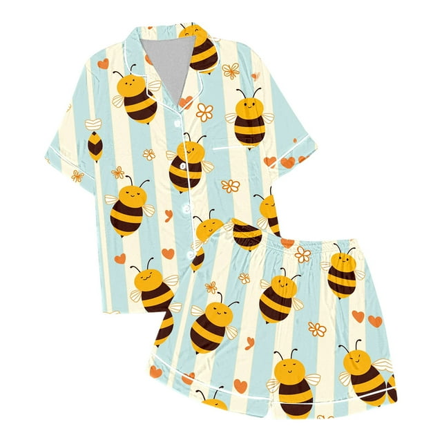 Ensemble de Pyjama Imitation Soie Imprimé pour Filles