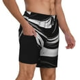 thumbnail image 2 of Honeii Abstract Black White Swirls Print Men's Swim Shorts,Mens Swim Trunks,Breathable Mesh Beach Shorts for Swimming,Surfing, and Beach Activities-Medium, 2 of 6