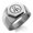 Silver, variant on Stainless Steel Celtic Awen Arwen Three Rays Engraved Hexagon Crest Flat Top Biker Style Polished Ring