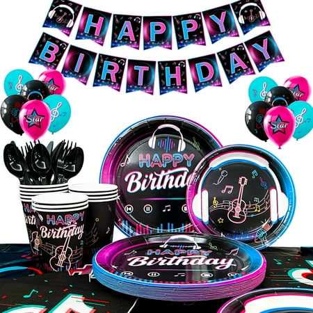 Tik Tok Party Decorations,138pcs Tik Tok Birthday Party Decorations Tableware Set-Tik Tok Balloons Banner Tablecloth Plates Cups Napkin