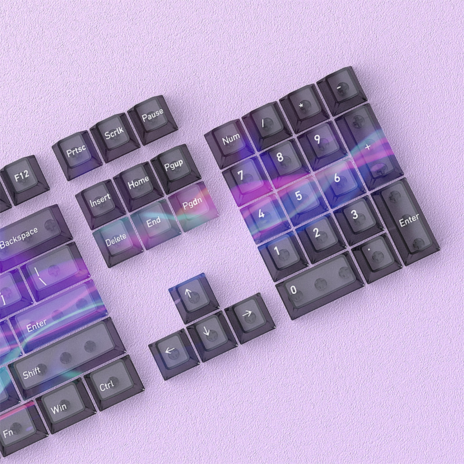 Transparent Gaming Keycaps Multi-Color 60 / 75 / 104 Layouts