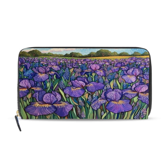 Qxltty Iris Bush Women's Leather Wallet Fashion Retro Multi Card Holder with Cell Phone Pocket Mothers Day Gifts