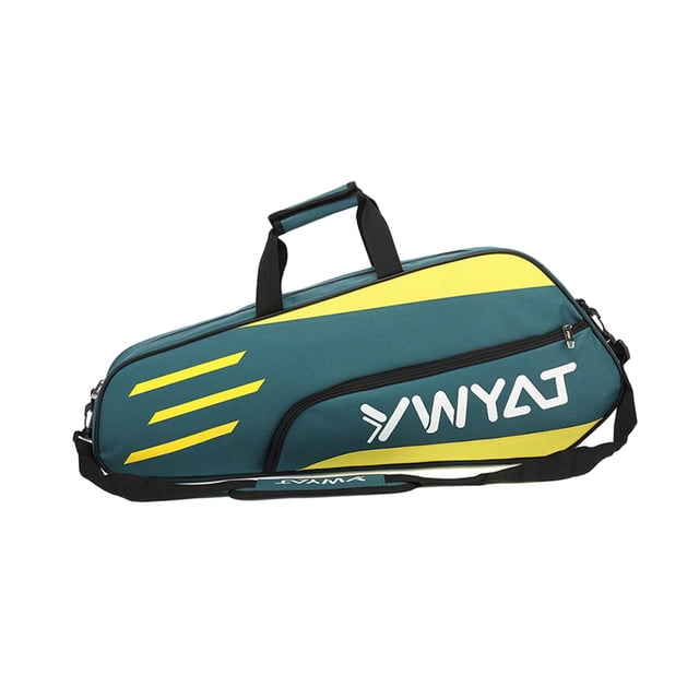 pitrice Badminton Racquet Bag Outdoor Sport Bag Carrying Bag Zipper Racket Closure Green Yellow 72x11x16cm