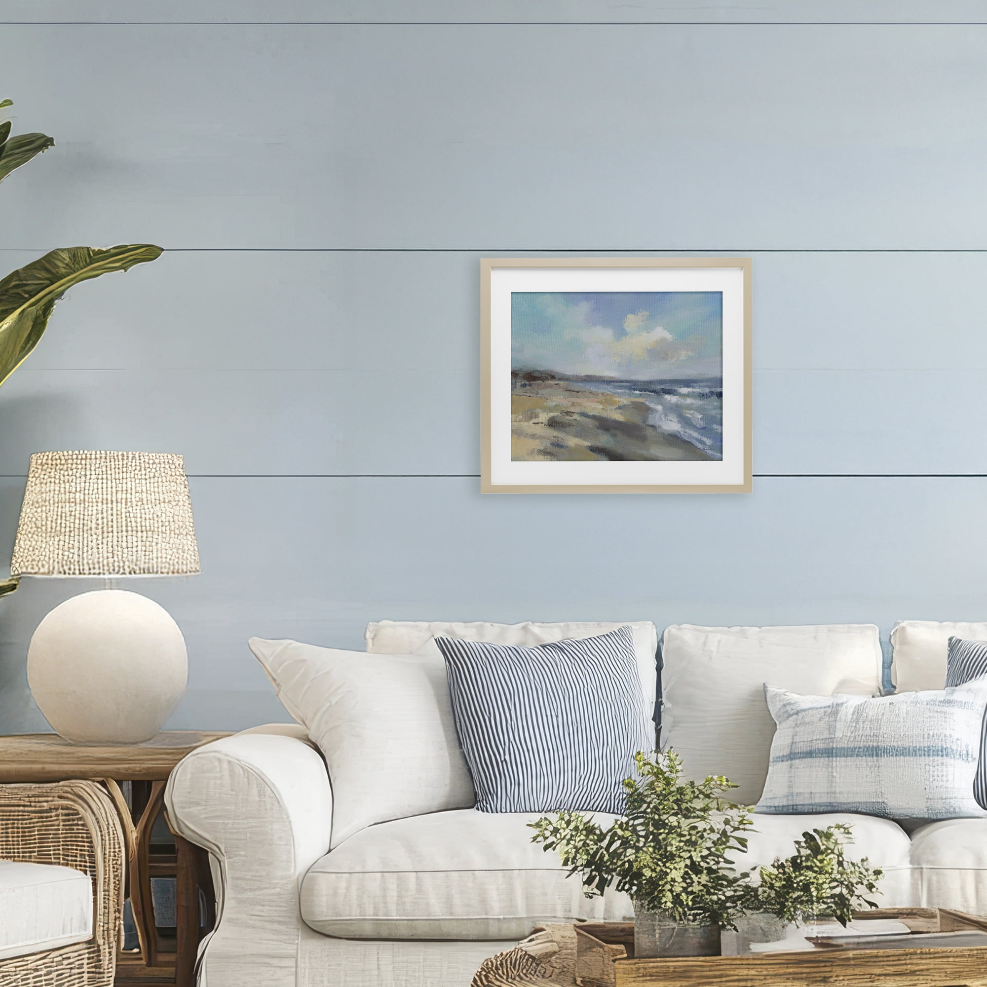 Stupell Industries Serene Morning Beach Waves Birch Framed Print Under Glass, design by Silvia Vassileva