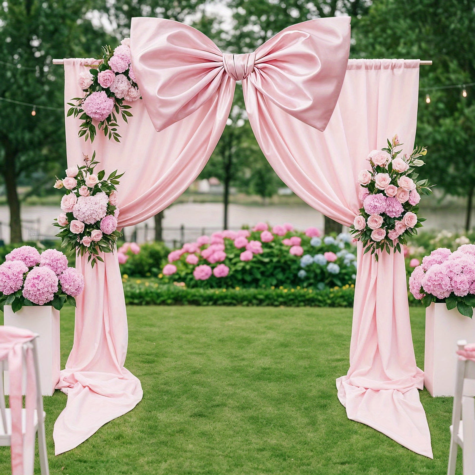 1 Pc Oversized Pink Satin Bow Decor with Long Tails, Large Elegant 23.62 x 39.4 Inch Statement Ribbon Bow for Wedding Birthday Party Door Wall Wreath Floral Backdrop Decoration Gift Accent