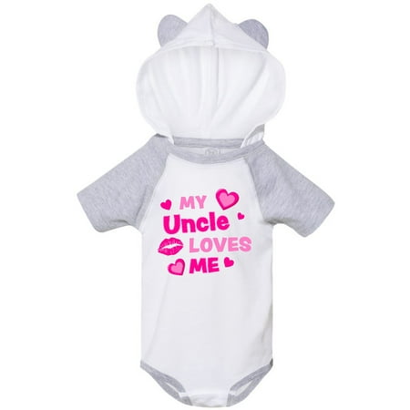 

Inktastic My Uncle Loves Me with Hearts and Kiss Gift Baby Boy or Baby Girl Bodysuit