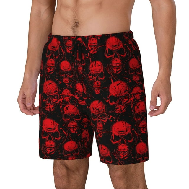 Fotbe Maillots de Bain Rouges pour Hommes, Séchage Rapide, Shorts de Bain, Boardshorts avec Doublure en Maille - Petit