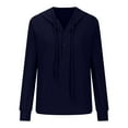 thumbnail image 5 of QLEICOM Women's Striped Casual Hooded Sweater Open Collar Sweater Long Sleeve Lapel Blouses Shirts Tops Dark Blue S, US Size 4, 5 of 7