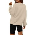thumbnail image 2 of Holzkary Sweatshirts for Women Hoodies Oversized Sweatshirts Cute Crewneck Long Sleeve Fleece Tops Winter Outfits Graphic Printed Pullover Top Comfy Fall Winter Outfits Clothes 2025 Fashion Beige L, 2 of 8