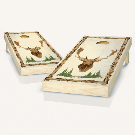 Skip s Garage Deer Lodge Solid Wood Cornhole Board Set