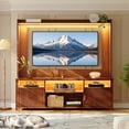 thumbnail image 4 of EnHomee 70"TV Stand with LED Lights & Charging Station,Modern Entertainment Center with 4 Shelves & 2 Magnetic Doors for Spacious Living Room Storage,Wood,Walnut Brown, 4 of 10