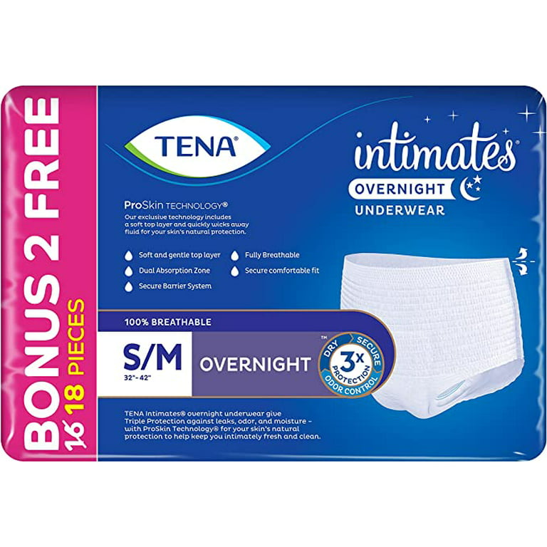 2 Pack - TENA Intimates Incontinence Overnight Underwear for Women, S/M,  16+2 Bonus Pk, 18 ct 1 ea