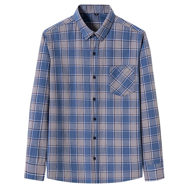 XDZJLR Men Shirts Long Sleeved Pure Wool Plaid Plus Size Fashion Tops