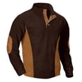thumbnail image 4 of Corduroy Polo Shirts for Men Spring Fall Casual Long Sleeve Stand Collar Color Block Work Shirts, 4 of 4