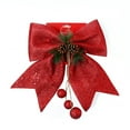 thumbnail image 1 of AMERTEER Christmas Pendant Vivid Pattern 3D Effect Lightweight Large Red Sparkling Glitter Xmas Bow for Home Use, 1 of 8