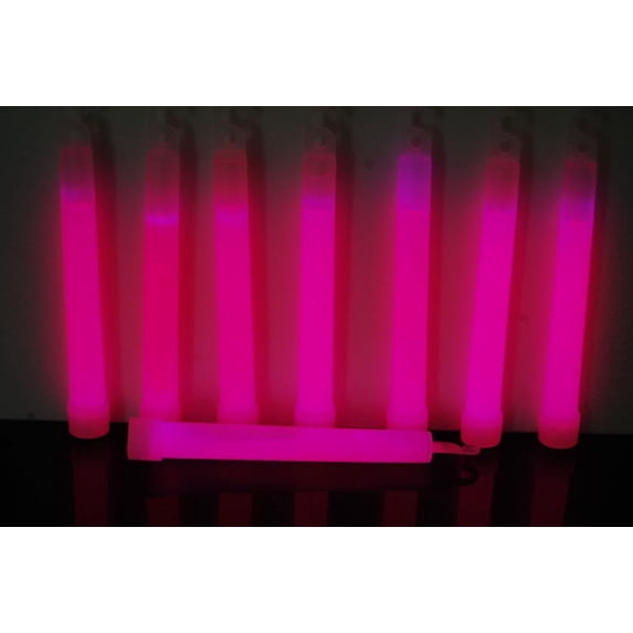 DirectGlow 6 Ct Pink Jumbo 6 Inch Safety Glow Sticks Bright Neon Industrial Grade