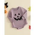 thumbnail image 5 of Caoirhny Baby Girls Boys Halloween Romper Casual Pumpkin Print Round Neck Long Sleeve Jumpsuit for Fall Winter, 5 of 9