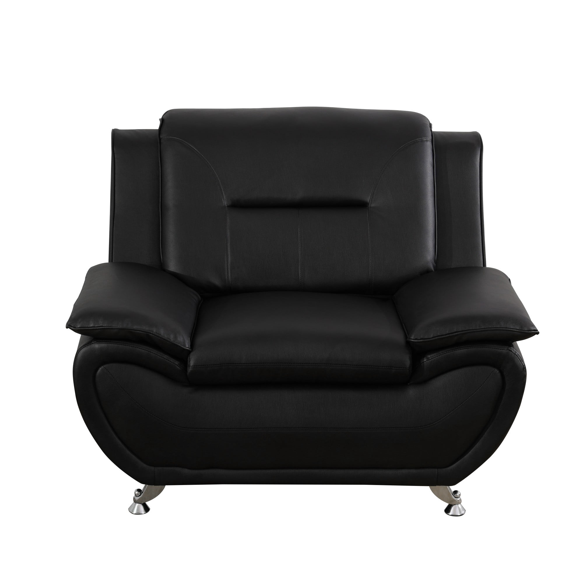 Gewnee Single Sofa, 46" Sofa Chair,Breathable Faux Leather Upholstery, Solid Wood Frame Living Room Lounge Accent Chair ，Black
