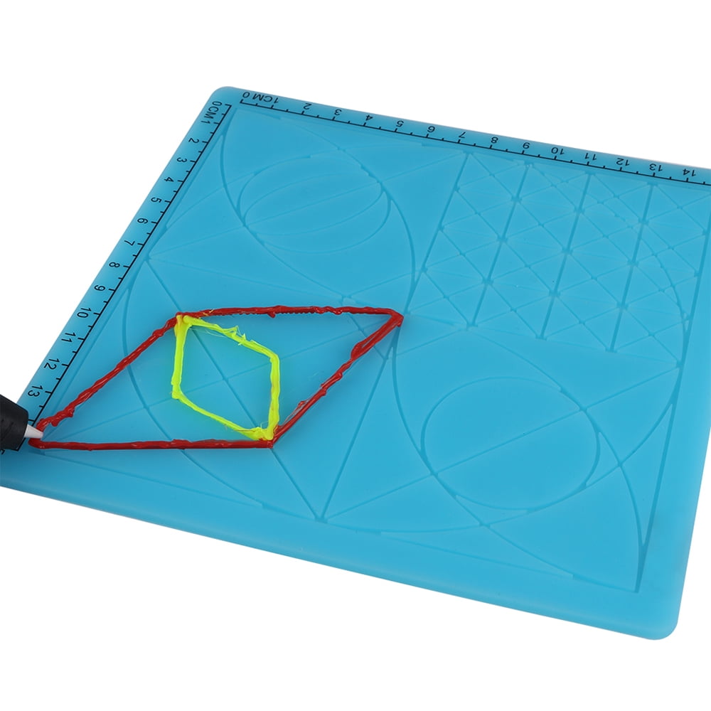 3D Printing Pen Silicone Design Mat Great 3D Pen Drawing Tools with 2 Silicone Finger Caps Stencils Book for Beginners and Children Transparent