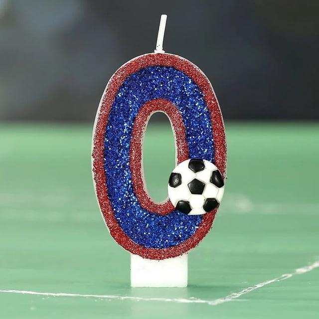 Blue Number Candles Red Edge Football Design Creative Digital Birthday Cake Decoration