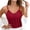 c01Red, variant on Women's Lace Camisole with Built-in Padded Bra, Adjustable Spaghetti Straps V Neck Crop Cami Tops Red L