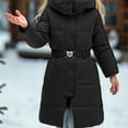thumbnail image 5 of Gamivast Long Quilted Jacket for Girls 4-13 Years Old Winter Zip Up Hooded Warm Coats with Pockets Loose Fitted Stand Collar Long Sleeve Puffer Jacket with Belt Kids Winter Clothes, 5 of 6
