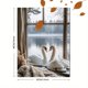 thumbnail image 3 of Qisvanset Framed Canvas Wall Art 12x16 Inch Winter Swan Lake Rustic Cottage Home Wall Decor, 3 of 5