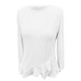 thumbnail image 6 of Women Blouses Striped Sleeve plus Size Long Sleeve Tops Fancy T Shirts Women Back V Neck Shirt Running Cold Shirt Fitting Long Sleeved Sleeved T Shirts Womens Button up White L, 6 of 6