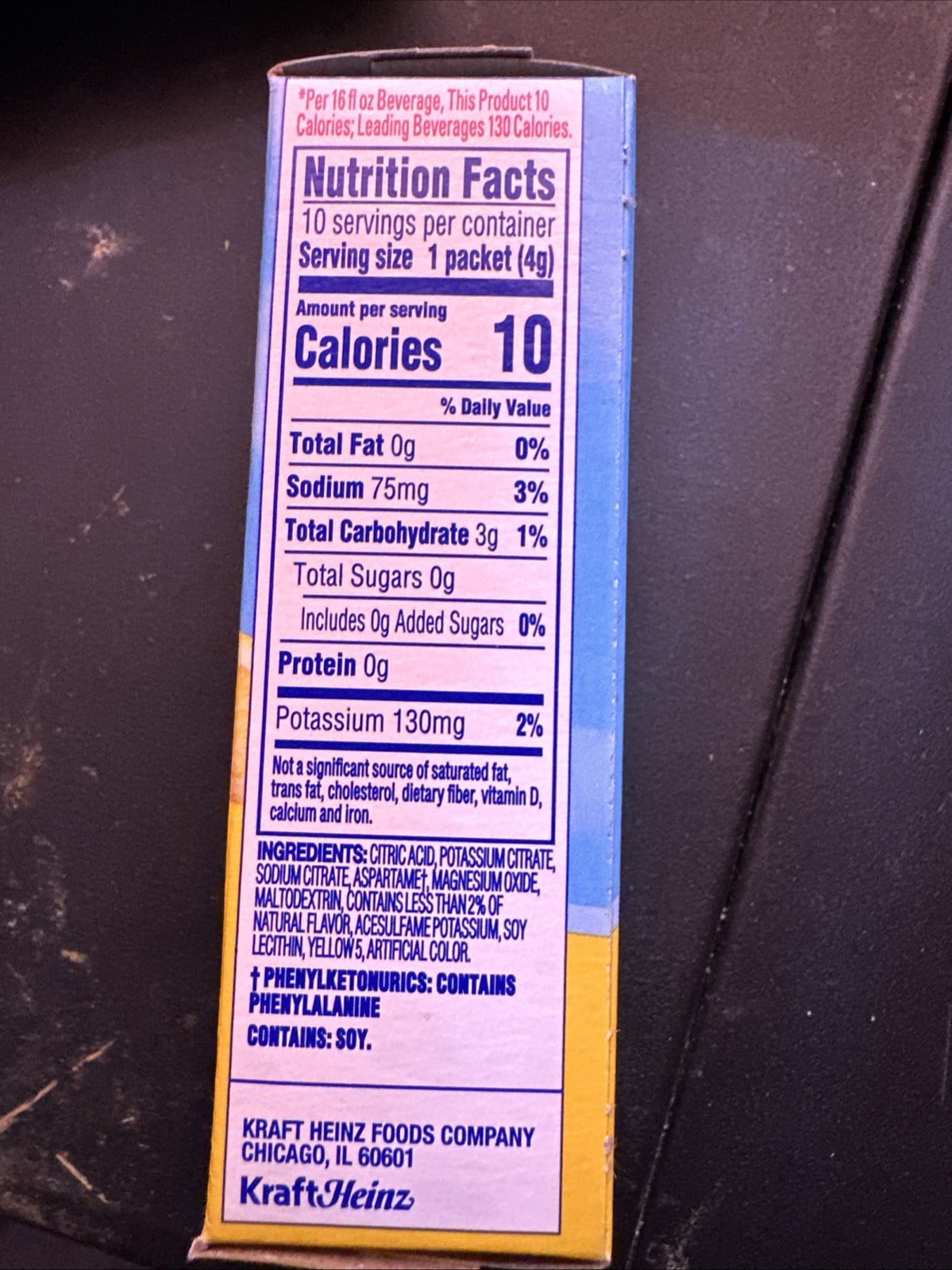 6 pack 10 count box Crystal Light Lemonade on the Go Drink Mix 1.4 oz exp. 04/26