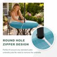 thumbnail image 4 of Round Outdoor Tablecloth with Umbrella Hole and Zipper, Turquoise White Ombre Tablecloth with Elastic Waterproof, Modern Country Abstract Stripes Patio Table Covers for 45" - 54" Picnic Pool Tables, 4 of 9