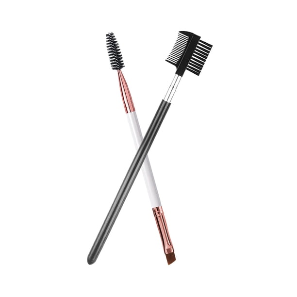 Duo cepillo para cejas cepillo para cejas peine para pestañas y cepillo para cejas juego profesional de cepillo para cejas en ángulo y cepillo carretel. (Negro+Blanco)