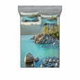 thumbnail image 2 of Ambesonne Nature Fitted Sheet & Pillow Sham Set, Countryside Lake Beach, Twin, Blue Grey, 2 of 3